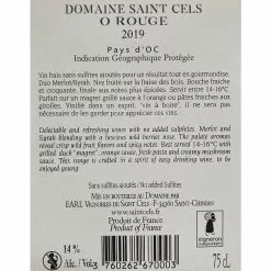 Bon marché ✔️ Domaine Saint Cels O - Les Naturelles, 2019 - Pays d'Oc IGP - Rouge - 75 cl ⌛ -Vins Rouges Soldes 3760262670003 2
