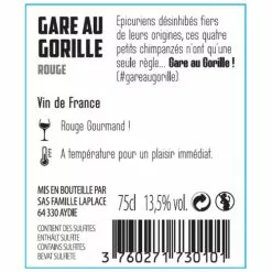 Sortie 🎁 Gare au gorille - Vin de France - Rouge - 75 cl 🎁 -Vins Rouges Soldes 3760271730101 2