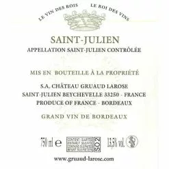 Offres 🔥 Sarget de Gruaud Larose, 2020 - Saint-Julien AOP - Rouge - 75 cl 🎉 -Vins Rouges Soldes 3760280782788 2