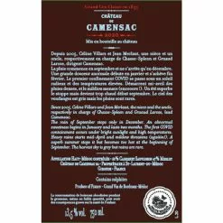 Bon marché 🥰 Château de Camensac, 2020 - Haut-Médoc AOP - Rouge - 75 cl 😀 -Vins Rouges Soldes 3760293120676 3