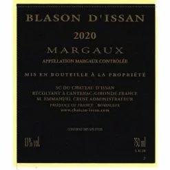 Vente flash ✨ Blason D'Issan, 2020 - Margaux AOP - Rouge - 75 cl 👍 -Vins Rouges Soldes 3760293120720 2