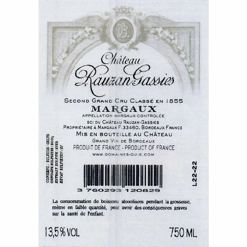 Coupon 😍 Château Rauzan-Gassies, 2020 - Margaux AOP - Rouge - 75 cl ⭐ 4 Coupon 😍 Château Rauzan-Gassies, 2020 - Margaux AOP - Rouge - 75 cl ⭐ – Image 2
