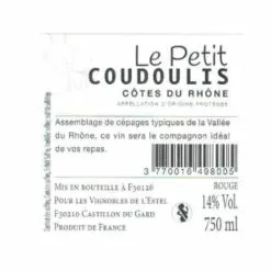Tout neuf 🥰 Le Petit Coudoulis, 2020 - Côtes du Rhône AOP - Rouge - 75 cl ✔️ -Vins Rouges Soldes 3770016498005 2